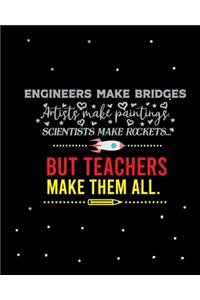 Engineers make bridges Artist make paintings Scientists make rockets But Teachers make them all