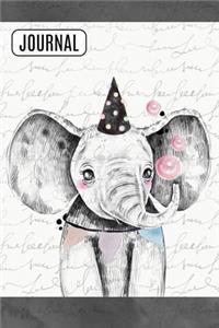 Lined Journal Notebook Watercolor Baby Elephant