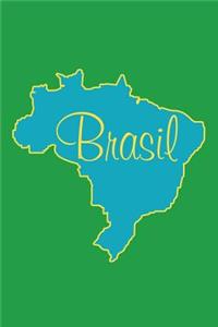 Brasil - Green, Blue & Yellow Lined Notebook with Margins (Brazil)