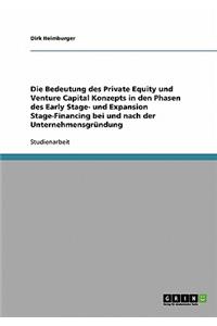 Bedeutung des Private Equity und Venture Capital Konzepts in den Phasen des Early Stage- und Expansion Stage-Financing bei und nach der Unternehmensgründung