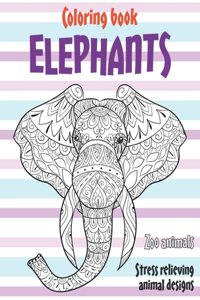 Coloring Book Zoo Animals - Stress Relieving Animal Designs - Elephants