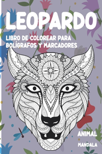 Libro de colorear para bolígrafos y marcadores - Mandala - Animal - Leopardo