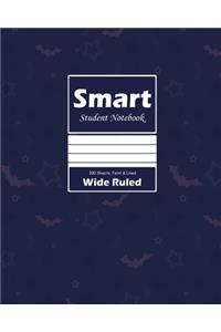 Smart Student Notebook, Wide Ruled 8 x 10 Inch, Grade School, Large 100 Sheet, Blue Cover