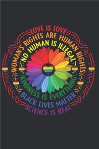 Love Is Love Woman's rights Are Human Rights No Human Is Illegal Kindness Is Everything Black lives Matter Science is Real