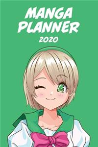 Manga planner 2020 [blonde hair girl ] green background][weekly] [6x9]