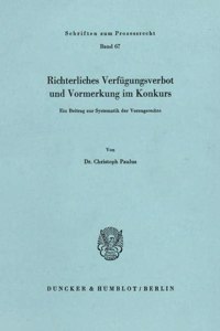 Richterliches Verfugungsverbot Und Vormerkung Im Konkurs
