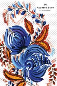 Large Address Book - Office/Desk 8.5 X 11: Blue Floral Art