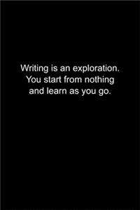Writing is an exploration. You start from nothing and learn as you go.