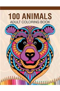 100 Animals Adult Coloring Book