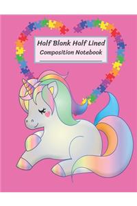 Half Blank Half Lined Composition Notebook
