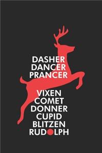 Dasher Dancer Prancer Vixin Comet Donner Cupid Blitzen Rudolph