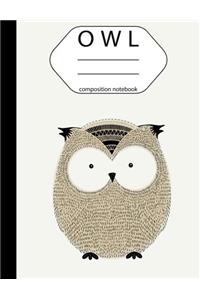 2: Owl Notebook (Wided Ruled Composition Notebook)