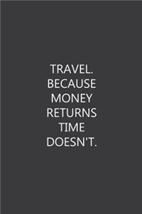 Travel. Because money returns time doesn't.: Lined notebook