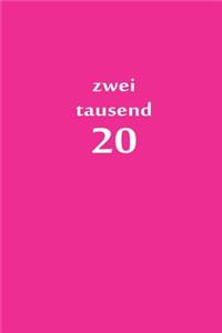 zweitausend 20: Zeit Planer 2020 A5 Pink Rosa Rose