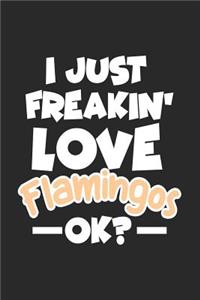 I Just Freakin' Love Flamingos Ok?: Blank Lined Notebook Journal For Kids V1