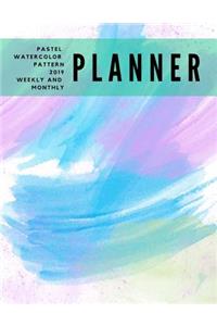 Pastel Watercolor Pattern 2019 Weekly and Monthly Planner