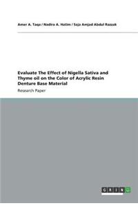Evaluate The Effect of Nigella Sativa and Thyme oil on the Color of Acrylic Resin Denture Base Material