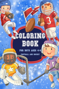 Football And Hockey Coloring Book for Boys Ages 4-8
