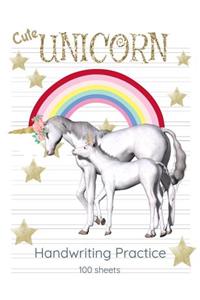 Cute Unicorn Handwriting Practice