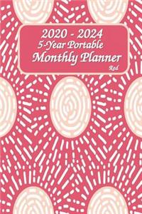 2020 - 2024 5-Year Portable Monthly Planner Red 6x9