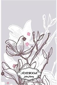 Notebook Dot-grid Flower Line Drawing