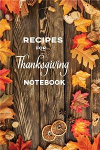 Recipes for Thanksgiving Notebook