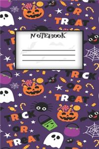 Notebook: Halloween Pumpkin 6x9 in - 100 Pages - Wide Ruled - Black Lined Paper Journal Notebook