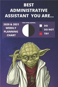 2020 & 2021 Two-Year Weekly Planner For Administrative Assistant Job - Funny Yoda Quote Appointment Book Gift - Two Year Agenda Note