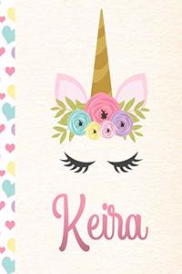 Keira: 2020. Personalized Weekly Unicorn Planner For Girls. 8.5x11 Week Per Page 2020 Planner/Diary With Pink Name