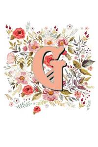 G Monogram Letter Floral Wreath Notebook