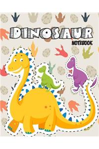 Dinosaur Notebook: Journal Notebook Diary (4 Inside Patterns): Lined, Dot Grid, Line Grid, Blank No Lined, Total 120 Pages, (8 X 10), ( Cute Dinosaur Cover )