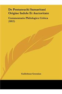 de Pentateuchi Samaritani Origine Indole Et Auctoritate