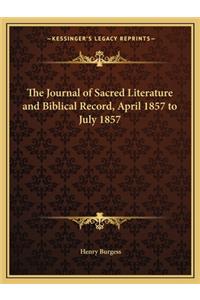 Journal of Sacred Literature and Biblical Record, April 1857 to July 1857