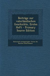 Beitrage Zur Vaterlandischen Geschichte, Erstes Heft - Primary Source Edition