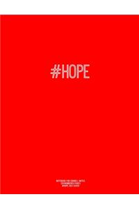 Notebook for Cornell Notes, 120 Numbered Pages, #HOPE, Red Cover