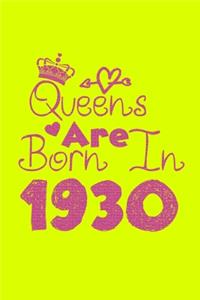 Queens Are Born In 1930 Notebook: Lined Notebook/Journal Gift 120 Pages, 6x9 Soft Cover, Matte Finish, Yellow Cover