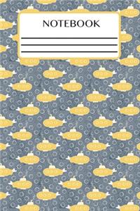 Notebook: Lined Interior - (6 x 9 inches) - 150 Pages - Yellow Submarines in Space