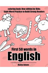 First 50 words in English coloring book