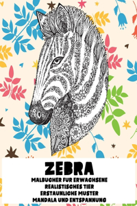 Malbücher für Erwachsene - Erstaunliche Muster Mandala und Entspannung - Realistisches Tier - Zebra