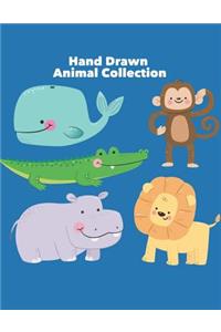 Hand Drawn Animals Blank Lined Notebook