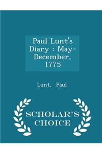 Paul Lunt's Diary