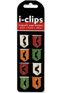 Mustaches I-Clips Magnetic Page Markers (Set of 8 Magnetic Bookmarks)