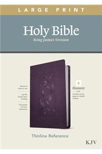 KJV Large Print Thinline Reference Bible, Filament Enabled Edition (Red Letter, Leatherlike, Floral/Purple)