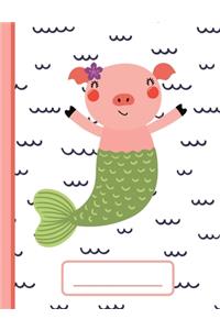 Piggy Mermaid - Wide-Ruled Composition Book