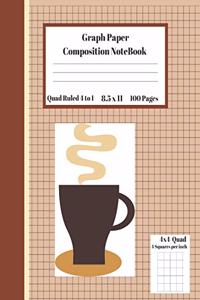 Graph Composition Notebook 4 Squares per inch 4x4 Quad Ruled 4 to 1 / 8.5 x 11 100 Sheets