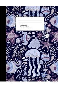 Blue Undersea Creatures Composition Notebook College Ruled