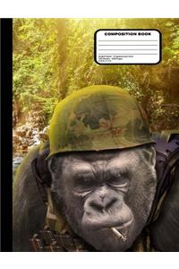 Gorilla Soldier Composition Notebook - Graph Paper - 200 Pages / 100 Sheets, 9-3/4