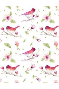 My Big Fat Journal Notebook For Bird Lovers Birds in Magnolias Pattern