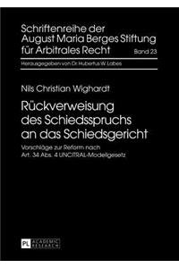 Rueckverweisung Des Schiedsspruchs an Das Schiedsgericht