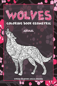 Coloring Book Geometric Animal - Stress Relieving Animal Designs - Wolves
